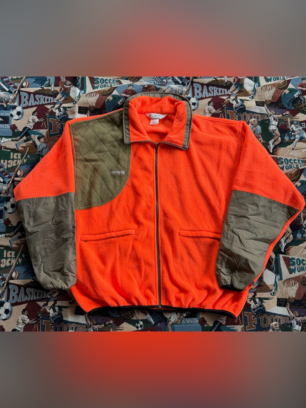 Men’s Columbia High Vis Neon Orange & Brown Hunting Fleece Jacket